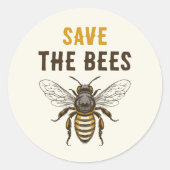 Autocollant pour sauver les abeilles avec abeille  (Devant)