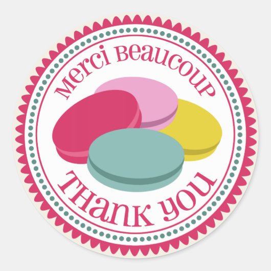 Autocollant pour sceau d'enveloppe Merci Macarons  (Devant)