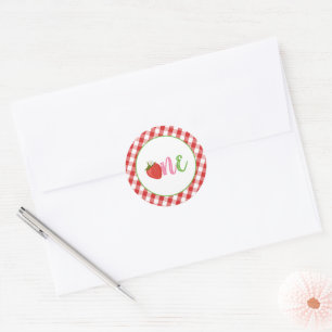 Autocollant Premier Anniversaire Fraise - UN