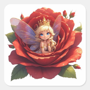 Autocollant Princesse Fée Rose Pour Cadeaux D'anni
