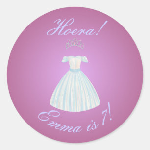 Autocollant Princesse "Hourra!" Dégradé Rose & Ble