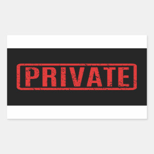 Autocollant privé rectangulaire noir