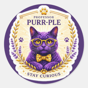 Autocollant Professor Purr-Ple™ – Restez Curieux
