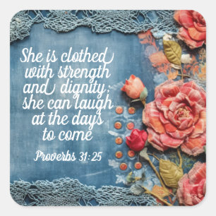 Autocollant Proverbes 31:25 Verset biblique inspir