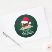 Autocollant Pug Noël, 3 pouces (feuille de 6) (Enveloppe)