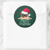 Autocollant Pug Noël, 3 pouces (feuille de 6) (Sac)