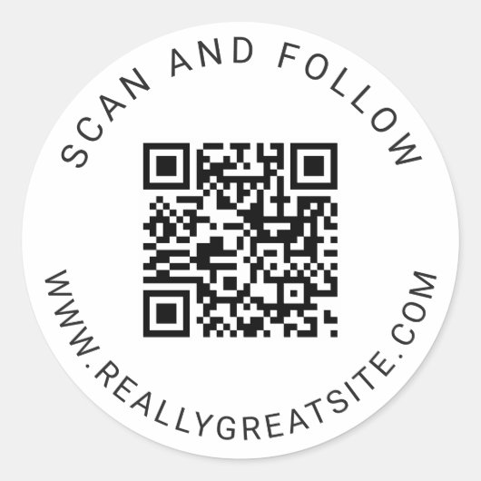 Autocollant QR Code Rond Minimaliste Classique (Devant)