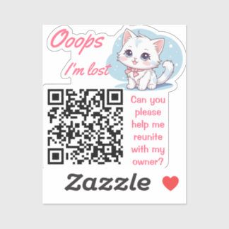 Autocollant QR Objets Trouvés Fluffy Rose