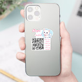 Autocollant QR Objets Trouvés Fluffy Rose (Téléphone)