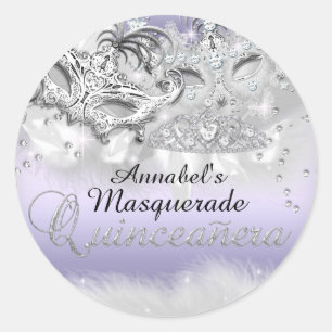 Autocollant Quinceanera Mascarade Étincelle Violet