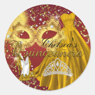 Autocollant Quinceanera Mascarade Masque Rouge & O