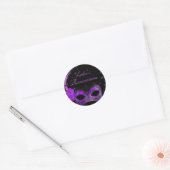 Autocollant Quinceanera Mascarade violet et noir (Enveloppe)