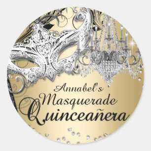 Autocollant Quinceanera Masquerade Or