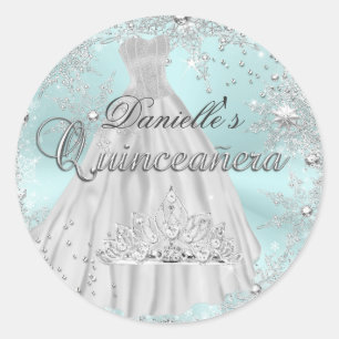 Autocollant Quinceanera Pailleté Flocon de Neige M