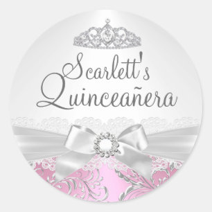 Autocollant Quinceanera Rose & Couronne Assez Joli
