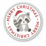 Autocollant Raccoon Christmas Snow Winter Raccoons<br><div class="desc">Le raton laveur pour Noël comme carte de voeux. Animaux amusants avec des cadeaux et de la neige pour les vacances. Aussi drôle pour noël en juillet. Les ratons laveurs sont des animaux mignons et parfaits pour Noël.</div>