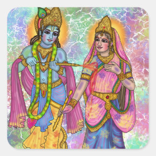 Autocollant Radha Krishna jouant Holi