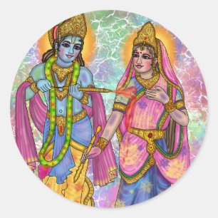 Autocollant Radha Krishna jouant Holi