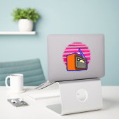 Autocollant Radio Rétro | Graphisme Musique Classi (Ordinateur portable sur le bureau)
