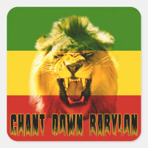 Autocollant Rasta Chant Down Babylon Lion