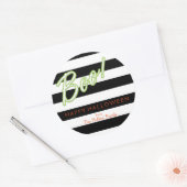 Autocollant rayé noir Chic Halloween vert BOO (Enveloppe)