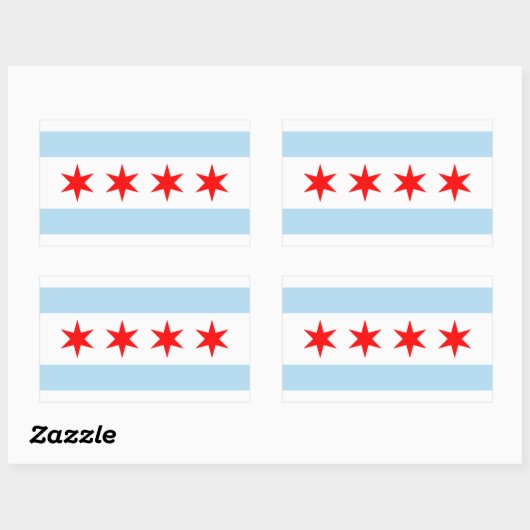Autocollant rectangle du drapeau de Chicago (Feuille)