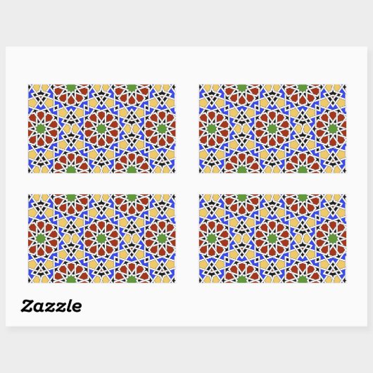 Autocollant rectangle en mosaïque mauresque (Feuille)