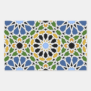 Autocollant rectangle en mosaïque mauresque