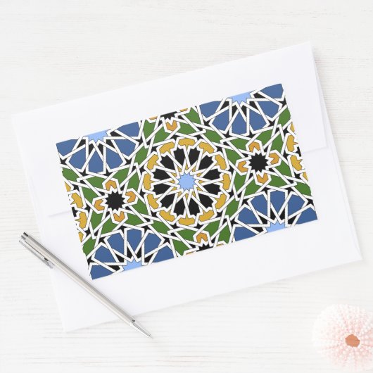 Autocollant rectangle en mosaïque mauresque (Enveloppe)