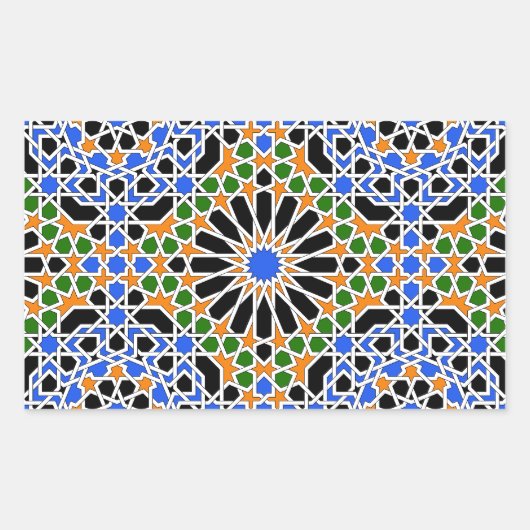 Autocollant rectangle en mosaïque mauresque (Devant)