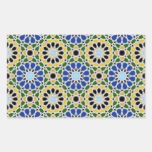 Autocollant rectangle en mosaïque mauresque