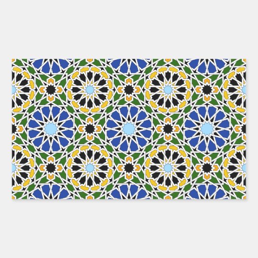 Autocollant rectangle en mosaïque mauresque (Devant)