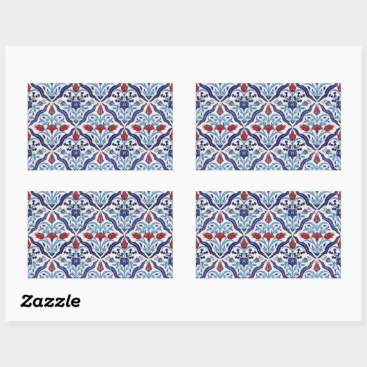 Autocollant rectangle en tuile turque (Feuille)