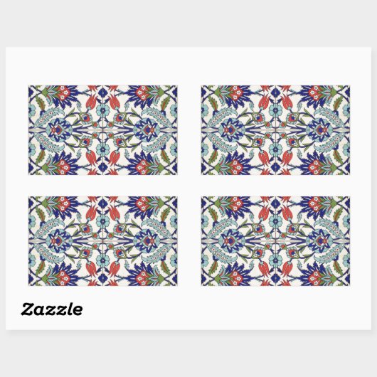 Autocollant rectangle en tuile turque (Feuille)
