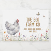 Autocollant Rectangle Ferme Aquarelle Poule Grise (Étiquettes simples)