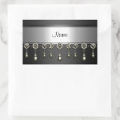 Autocollant Rectangle Noir Argent Chrome Jewel gar (Sac)