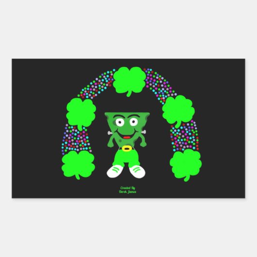 Autocollant rectangle Saint Patrick's FrankenChees (Devant)