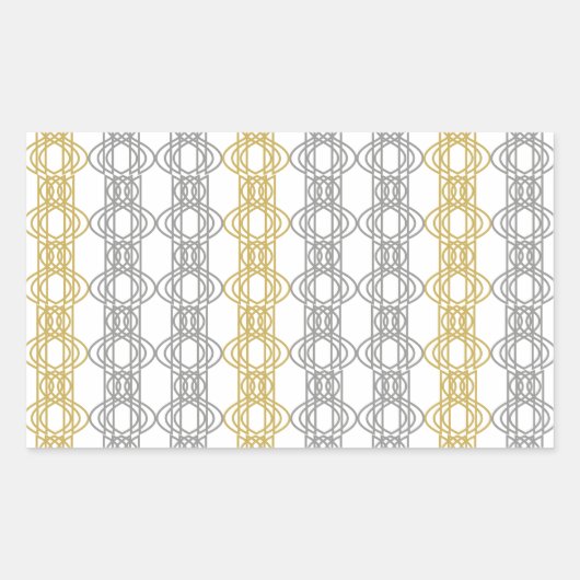 Autocollant rectangulaire à motif argent et or (Devant)