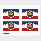 Autocollant rectangulaire avec drapeau de l'Utah, (Feuille)