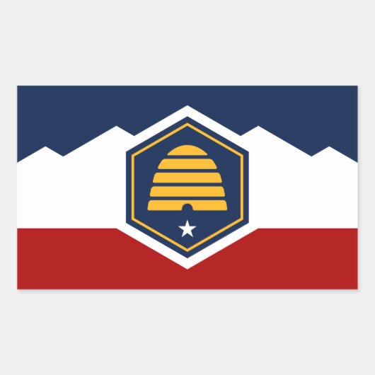 Autocollant rectangulaire avec drapeau de l'Utah, (Devant)