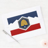 Autocollant rectangulaire avec drapeau de l'Utah, (Enveloppe)