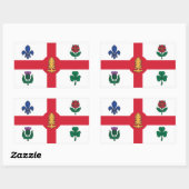 Autocollant rectangulaire avec drapeau de Montréal (Feuille)