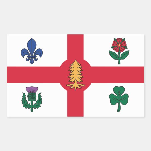 Autocollant rectangulaire avec drapeau de Montréal (Devant)