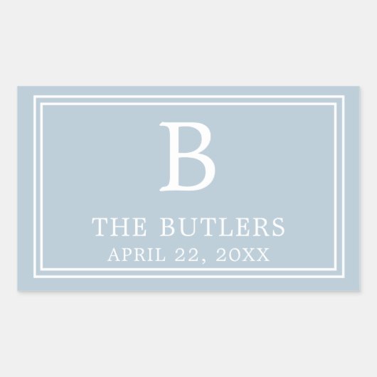 Autocollant rectangulaire bleu poussiéreux moderne (Devant)