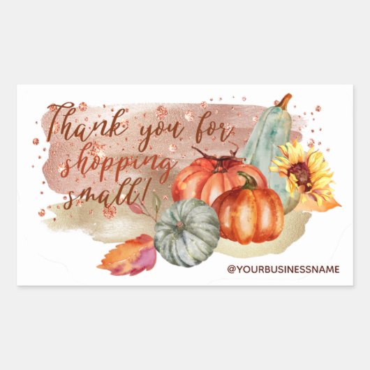 Autocollant rectangulaire Citrouille et fleurs d'a (Devant)