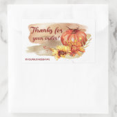 Autocollant rectangulaire Citrouille et fleurs d'a (Sac)