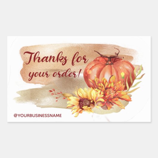 Autocollant rectangulaire Citrouille et fleurs d'a (Devant)