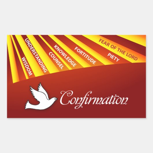 Autocollant rectangulaire, Confirmation, Colombe s (Devant)