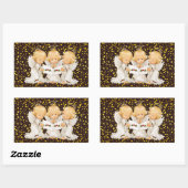 Autocollant rectangulaire d'anges de chant de Noël (Feuille)