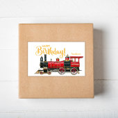 Autocollant rectangulaire d'anniversaire de train